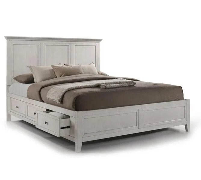 Intercon Furniture – San Mateo Complete Queen Storage Bed in Rustic White
