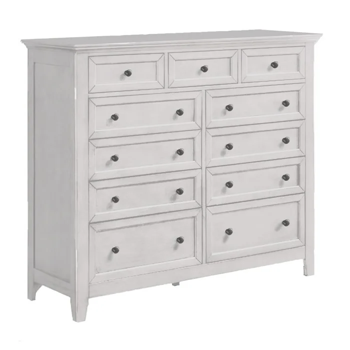 Intercon Furniture – San Mateo Gentlemens Chest, 11 Drawer in Rustic White – SM-BR-N8811G-RWH-C