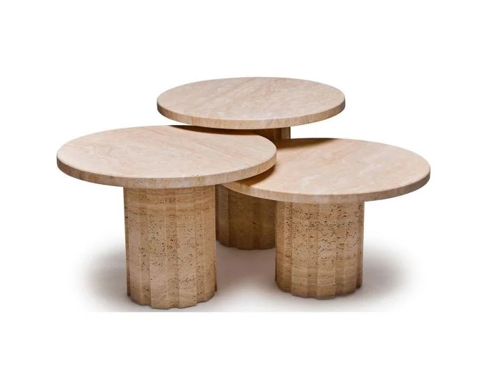Interlude Home Amerigo Bunching Tables in Travertine