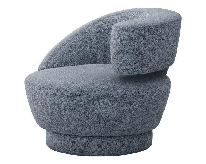 Interlude Home Arabella Right Swivel Chair in Azure