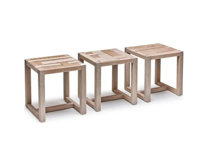 Interlude Home Venice Square Stools in Champagne (CL1A) – CLEARANCE SALE