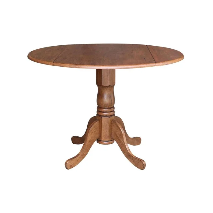 International Concepts – 42in Round Dual Drop Leaf Ped Table in Distressed Oak Finish – T42-42DP