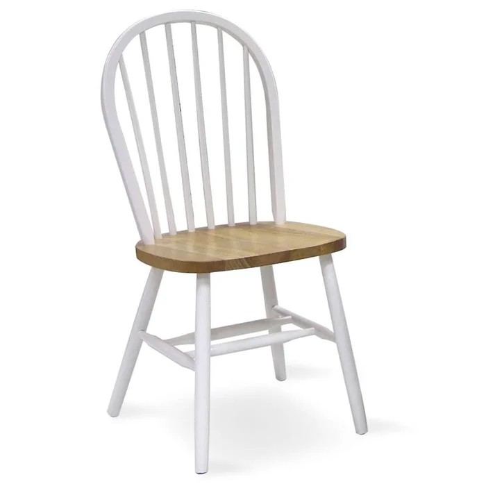 International Concepts – Windsor 37in High Spindleback Chair – Plain Legs in White / Natural Finish – C02-212