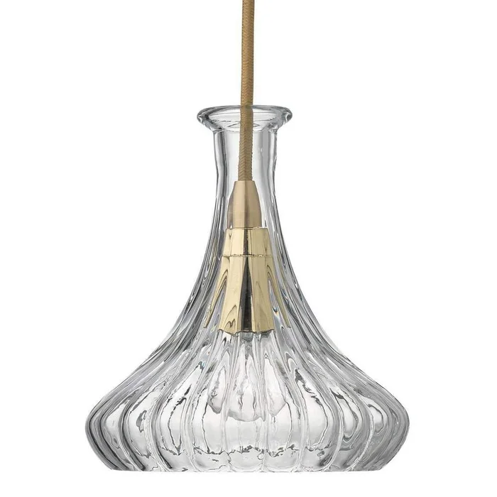 Isabella Carafe Pendant in Clear Glass with Brass Hardware