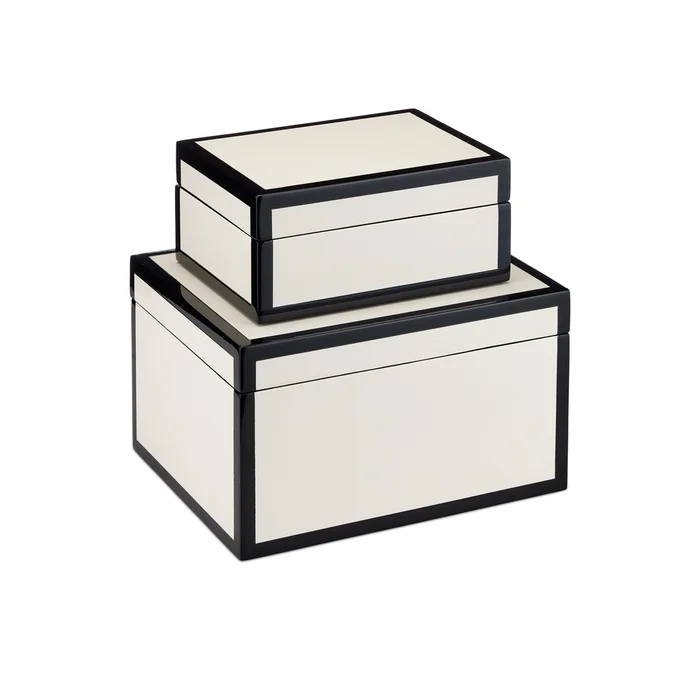 Ivory Lacquer Box Set of 2