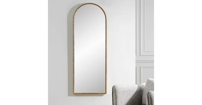 James Allan 21-1/2″W x 59-1/2″H Arched Flat Iron Framed Accent Mirror