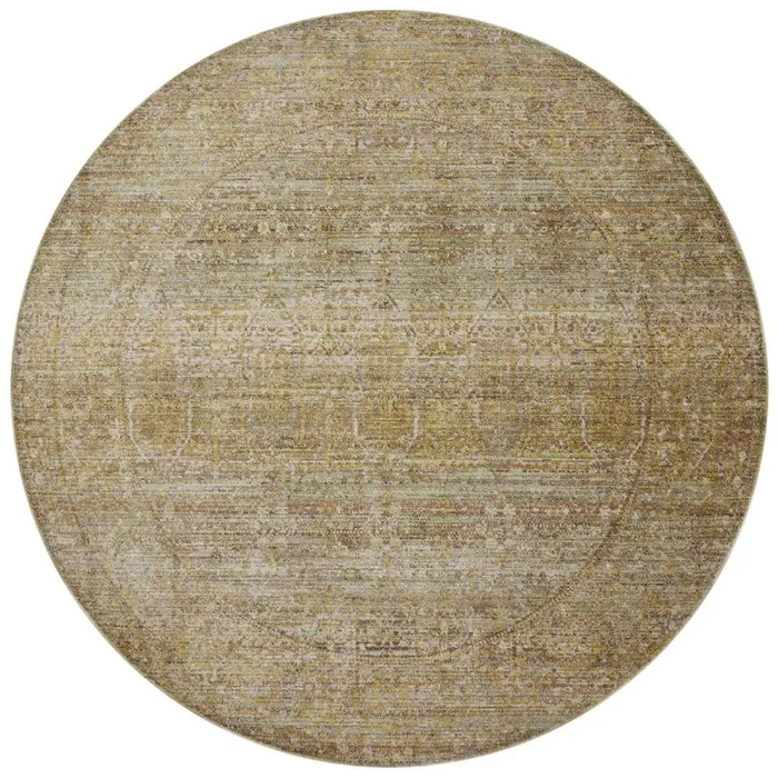 Jean Stoffer x Loloi – Bradbury Dove / Gold 5-0in x 5-0in Round Accent Rug – BRADBRU-02DVGO500R