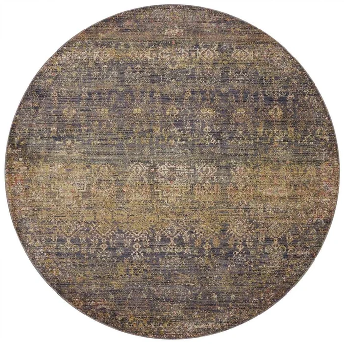 Jean Stoffer x Loloi – Bradbury Ink / Multi 7-9in x 7-9in Round Area Rug – BRADBRU-05IKML790R