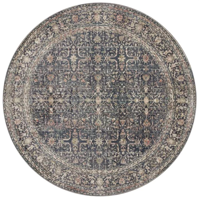Jean Stoffer x Loloi – Bradbury Midnight/ Multi 5-0in x 5-0in Round Accent Rug – BRADBRU-01MDML500R