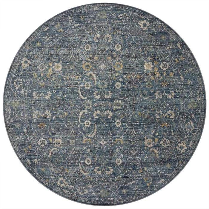 Jean Stoffer x Loloi – Bradbury Ocean / Gold 5-0in x 5-0in Round Accent Rug – BRADBRU-03OCGO500R