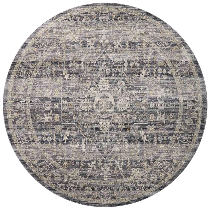 Jean Stoffer x Loloi – Katherine Midnight/ Tobacco 9-6in x 9-6in Round Area Rug – KESSKES-03MDTO960R