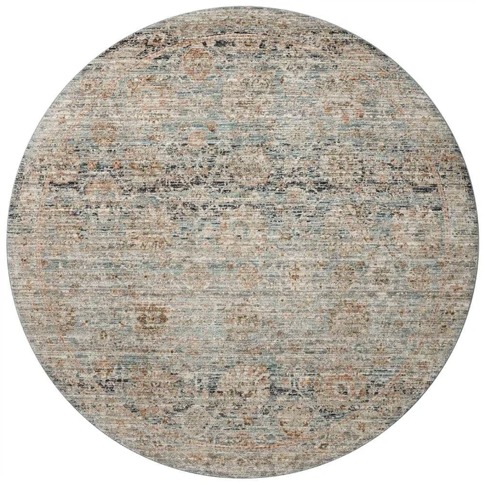 Jean Stoffer x Loloi – Katherine Ocean / Coral 5-3in x 5-3in Round Accent Rug – KESSKES-02OCCO530R