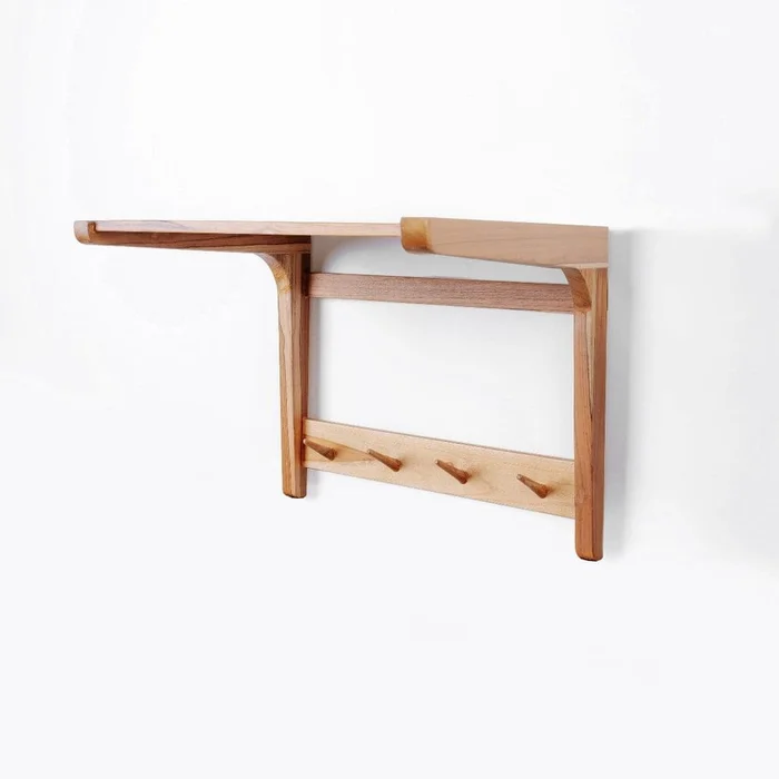 Jeanneret Teak Wall Shelf and Coat Rack
