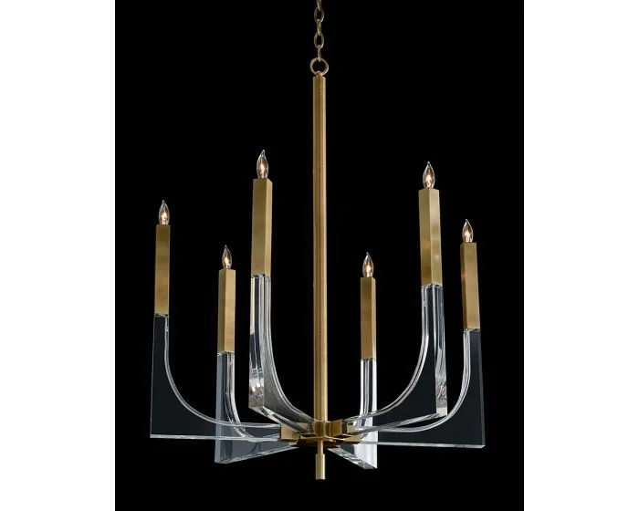John Richard Acrylic and Brass Six-Light Chandelier #9039 (Dropshippable)