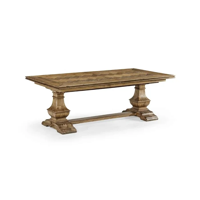Jonathan Charles Fine Furniture – Casual Accents Medium Driftwood Parquet Top Dining Table – 491169-86L-DTM