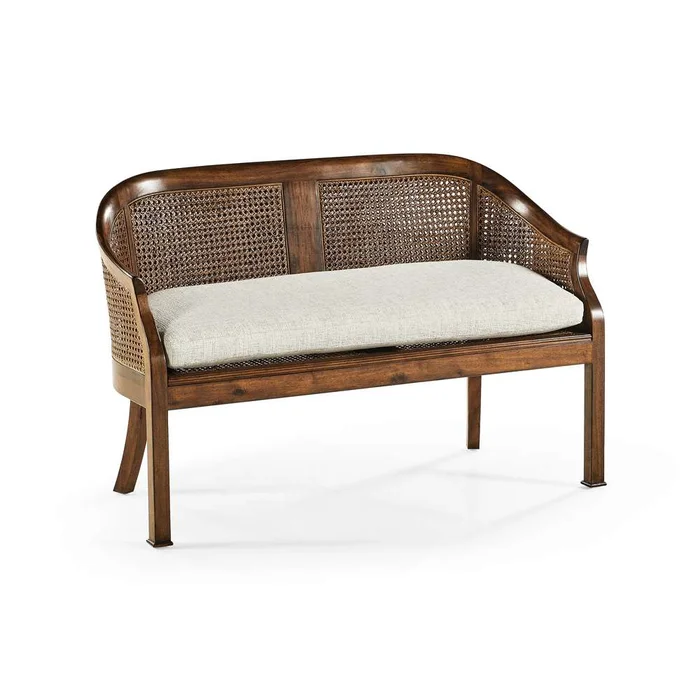 Jonathan Charles Fine Furniture – Casual Accents Walnut Salon Settee Cane Back Seat – 492247-WAL-F400