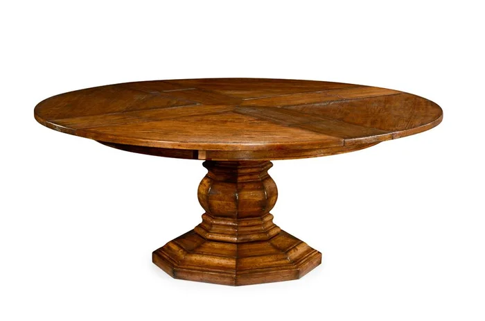 Jonathan Charles Fine Furniture – Casually Country 59in Walnut Circular Dining Table with Self-Storing Leaves – 491130-59D-CFW