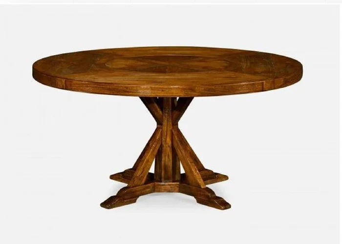 Jonathan Charles Fine Furniture – Casually Country 60in Walnut Round Dining Table with inbuilt Lazy Susan – 491101-60D-CFW