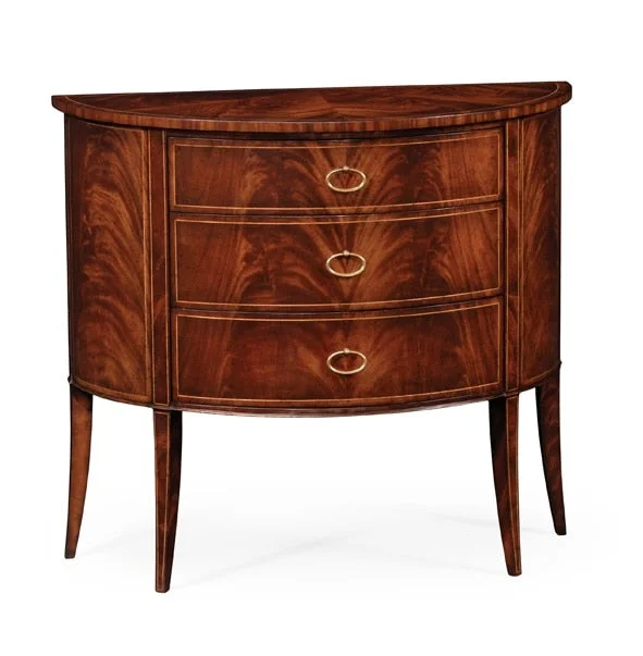 Jonathan Charles Fine Furniture – Clean and Classic Biedermeier Style Mahogany Demilune Cabinet – 494004-LAM