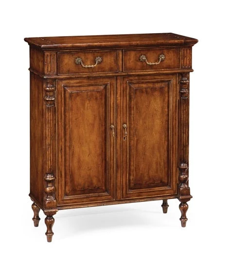 Jonathan Charles Fine Furniture – Country Farmhouse Narrow Cabinet with Cupboard – 493144-WAL
