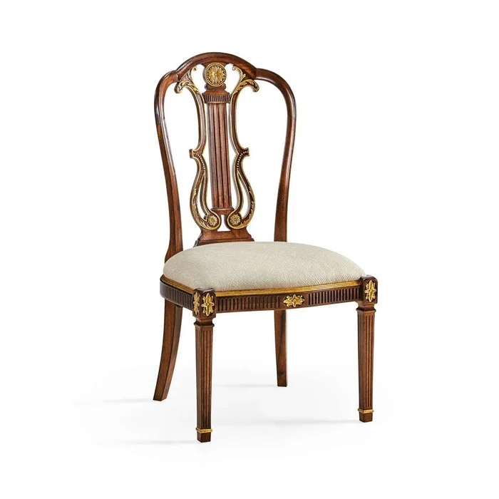 Jonathan Charles Fine Furniture – JC Traditional – Buckingham Neo-classical Gilded Lyre Back Dining Chair – 492836-SC-MAH-F200