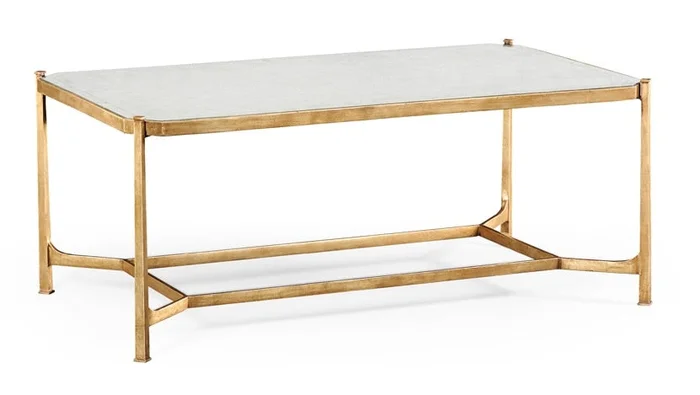 Jonathan Charles Fine Furniture – Luxe Eglomise and Gilded Iron Rectangular Coffee Table – 494144-G-GES