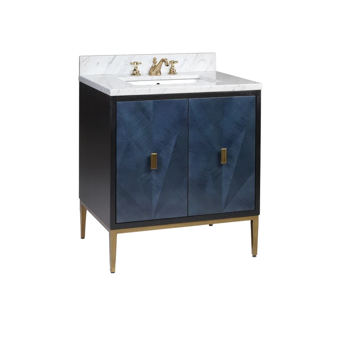 Kallista 30″ Blue Vanity with Rectangular Undermount Sink