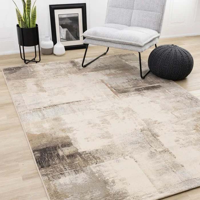 Kalora Interiors – Aurora Cream Brown Black Distressed Rug, 710in x 1010in – 63723/6282 240330