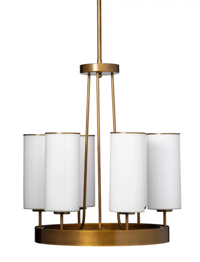 Kingdom Glass Chandelier, Antique Brass