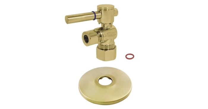 Kingston Brass 5/8″ X 3/8″ OD Comp Quarter-Turn Angle Stop Valve with Flange