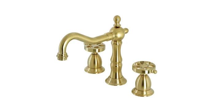 Kingston Brass Belknap 1.2 GPM Deck Mounted Widespread Bathroom Faucet with Pop-Up Drain Assembly