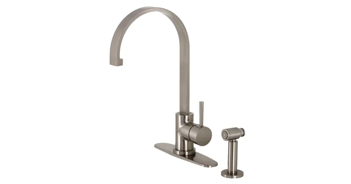 Kingston Brass Concord 1.8 GPM Single Hole Kitchen Faucet – Includes Side Spray, and Escutcheon
