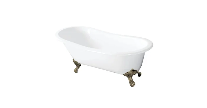 Kingston Brass Tazatina 54″ Clawfoot Cast Iron Soaking Tub with Reversible Drain, and Overflow