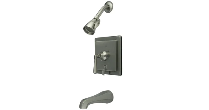 Kingston Brass Tub and Shower Trim with Single Function Shower Head, Metal Lever Handle and Valve