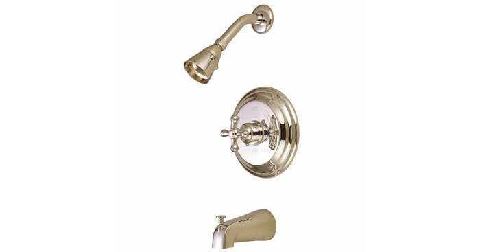 Kingston Brass Vintage Tub and Shower Trim Package with Single Function Shower Head and American Cross Handle