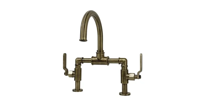 Kingston Brass Whitaker 1.2 GPM Deck Mounted Bridge Bathroom Faucet with Pop-Up Drain Assembly