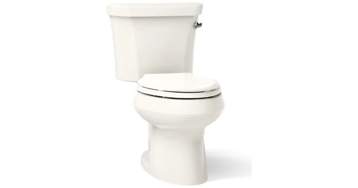 Kohler 1.28 GPF Two-Piece Elongated Toilet with 12″ Rough In Right Hand Trip Lever, Insuliner and Tank Locks from the Wellworth Collection