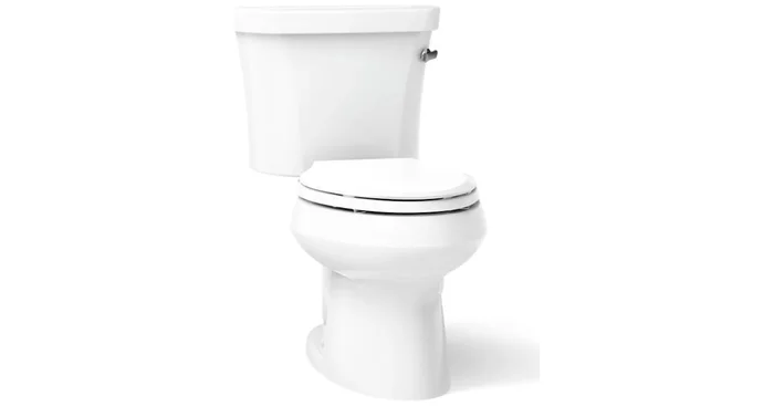 Kohler 1.28 GPF Two-Piece Elongated Toilet with 14″ Rough In, Right Hand Trip Lever and Insuliner from the Wellworth Collection