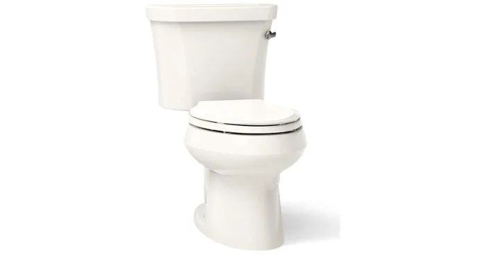 Kohler 1.28 GPF Two-Piece Elongated Toilet with 14″ Rough In, Right Hand Trip Lever, Insuliner and Tank Locks from the Wellworth Collection
