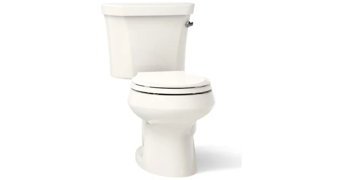 Kohler 1.28 GPF Two-Piece Round Toilet with 12″ Rough In and Right Hand Trip Lever from the Wellworth Collection