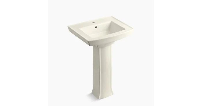 Kohler Archer 24″ Rectangular Pedestal Bathroom Sink with Single Faucet Hole