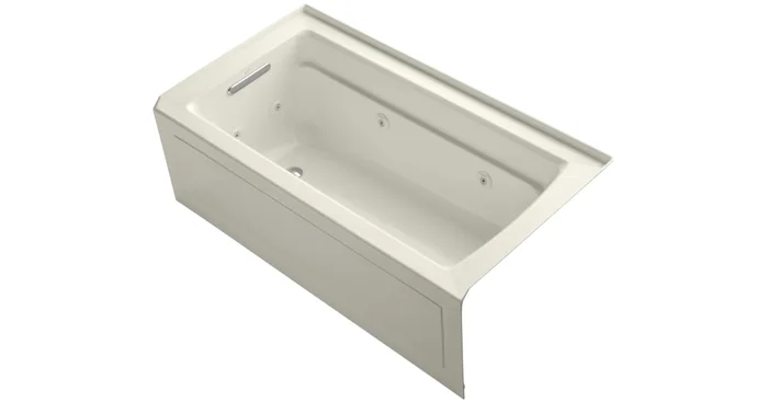 Kohler Archer Collection 60″ Three Wall Alcove Jetted Whirlpool Bath Tub with Left Side Drain