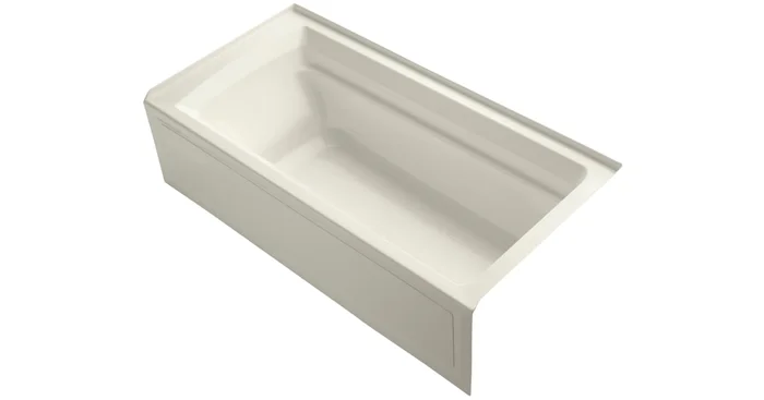 Kohler Archer Collection 72″ Three Wall Alcove Soaker Bath Tub with Slotted Overflow, Armrests, Lumbar Support, Textured Bottom and Right Hand Drain