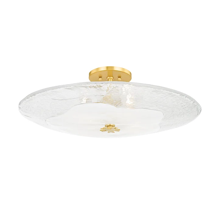 Lago 3 Light Large Flush Mount Aged Brass