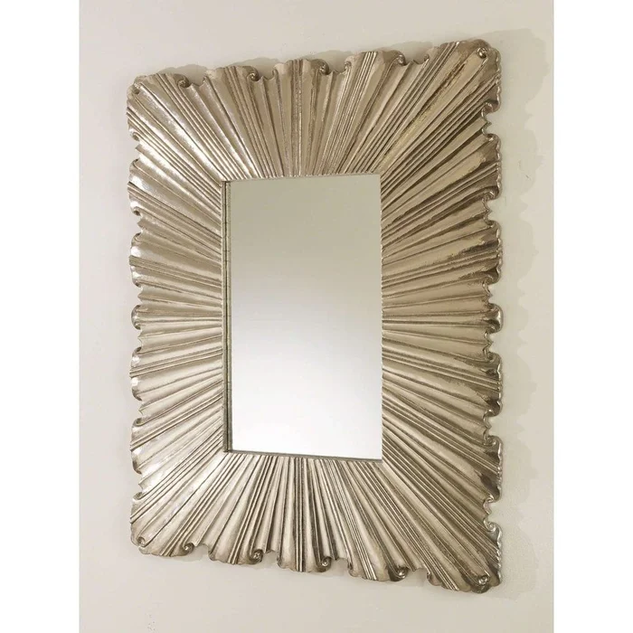 Linen Fold Mirror – Silver