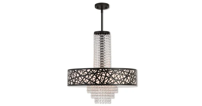 Livex Lighting Allendale 5 Light 22″ Wide Drum Chandelier with Fabric Hardback Shade