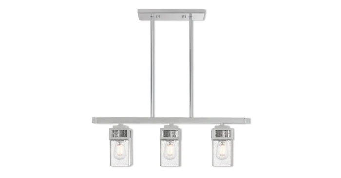 Livex Lighting Harding 3 Light 28″ Wide Linear Chandelier with Seedy Glass Shades