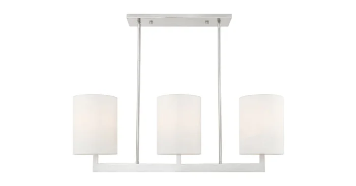 Livex Lighting Hayworth 3 Light 36″ Wide Linear Chandelier with Fabric Shades