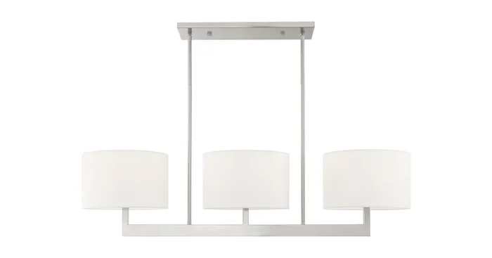 Livex Lighting Hayworth 3 Light 42″ Wide Linear Chandelier with Fabric Shades