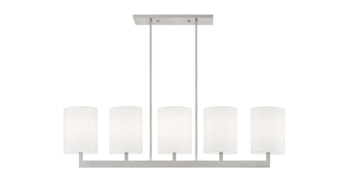 Livex Lighting Hayworth 5 Light 49″ Wide Linear Chandelier with Fabric Shades